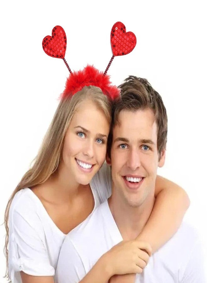 NAOPSY Heart Headband Valentine's Day Festive Headband Red Sequin Love-shaped Head Boppers Party Hair Accessoires for Holiday Festival - Image 4